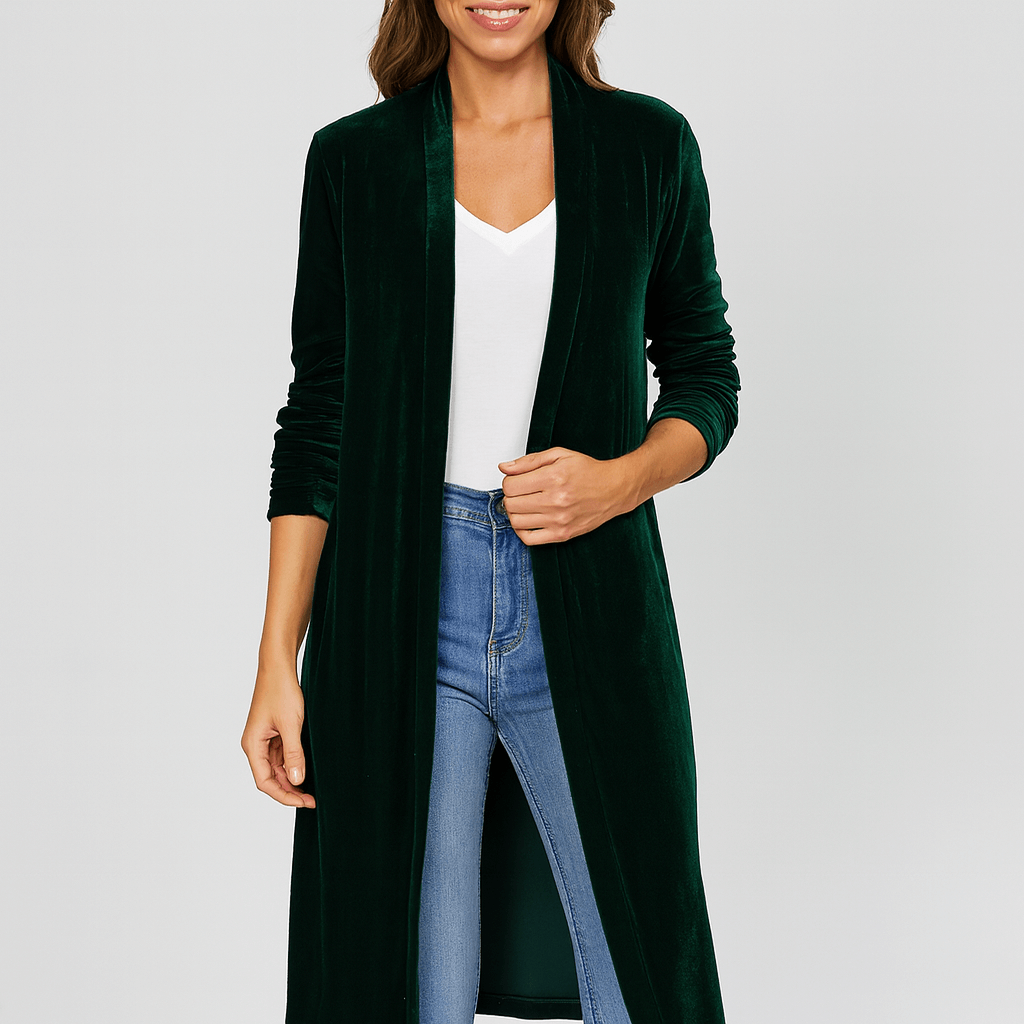 Meluvie | Soft velvet long cardigan
