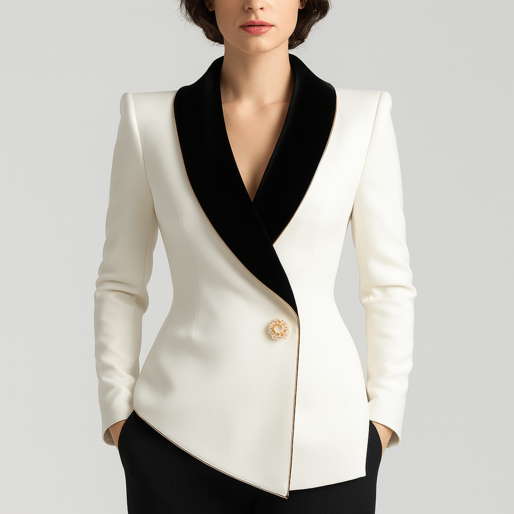 Meluvie | Asymmetrical cotton blend blazer