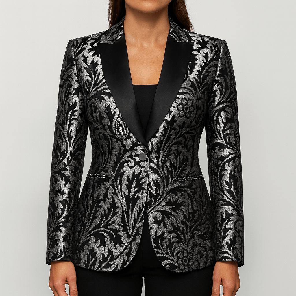 Meluvie | Jacquard satin blazer