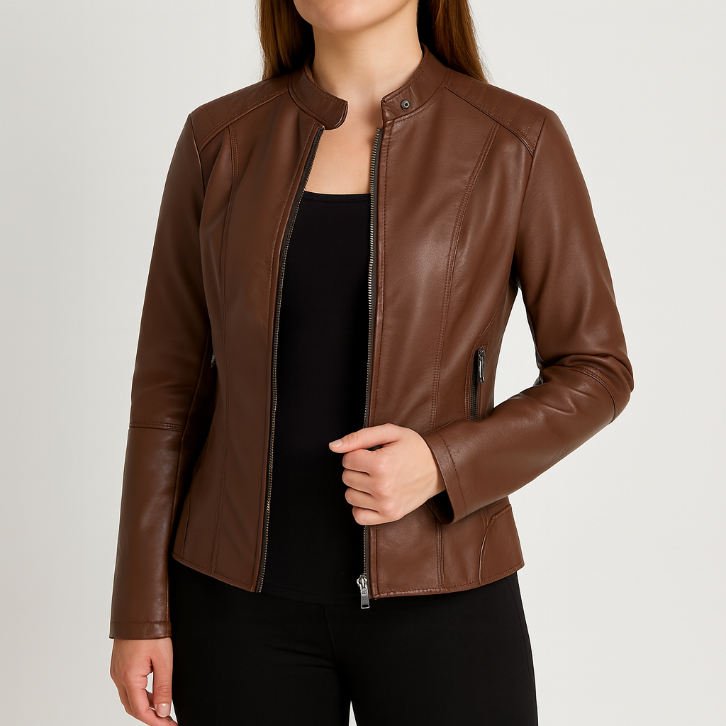 Meluvie | Fitted Leather Jacket