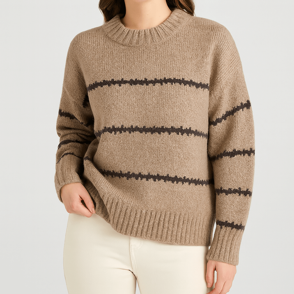 Meluvie | Striped Knit Round Neck Sweater