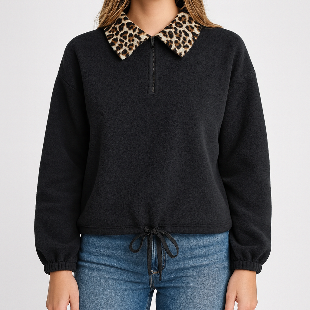 Meluvie | Faux Fur Collar Fleece Pullover