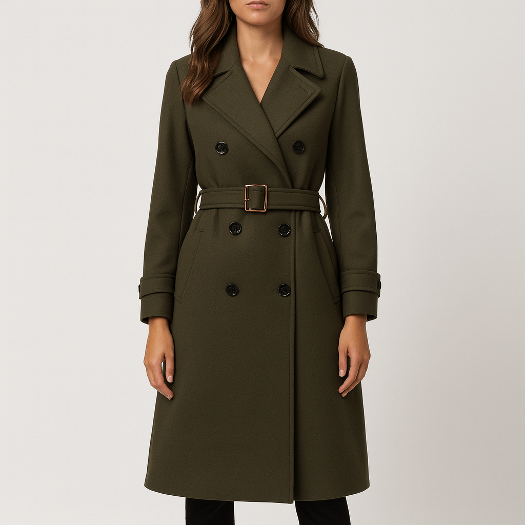 Meluvie | Tailored olive green wool blend coat