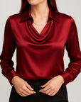 Meluvie | Draped neckline blouse