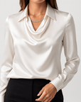 Meluvie | Draped neckline blouse