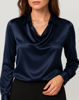 Meluvie | Draped neckline blouse