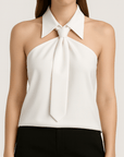 Meluvie | Chic sleeveless blouse with tie detail