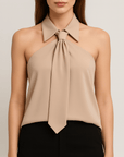 Meluvie | Chic sleeveless blouse with tie detail