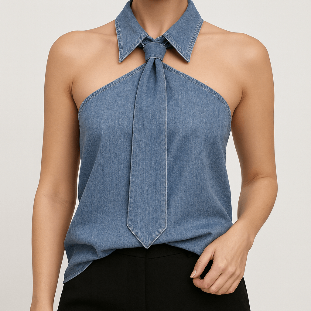 Meluvie | Chic sleeveless blouse with tie detail