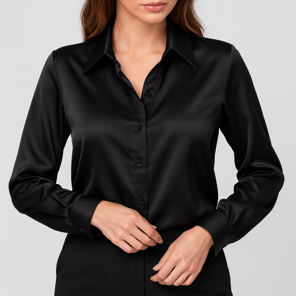 Meluvie | Satin loose fit blouse with lapel collar