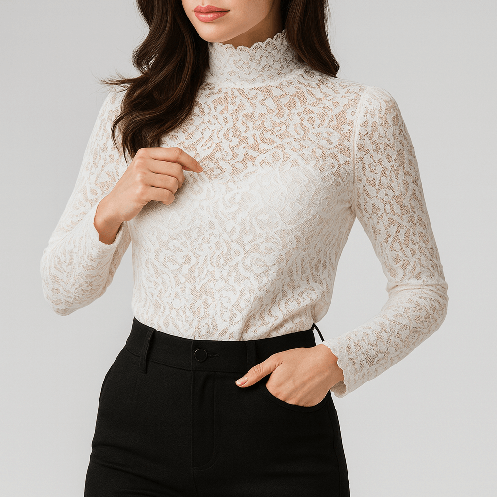 Meluvie | Floral lace blouse with high neckline