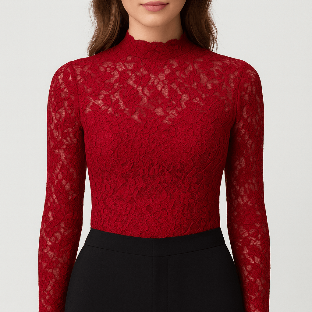 Meluvie | Floral lace blouse with high neckline