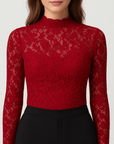 Meluvie | Floral lace blouse with high neckline