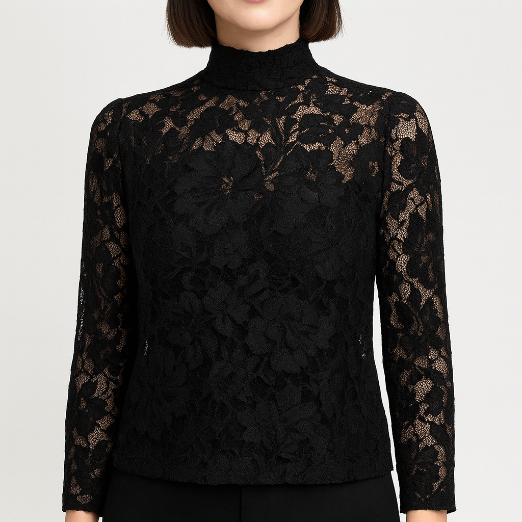 Meluvie | Floral lace blouse with high neckline