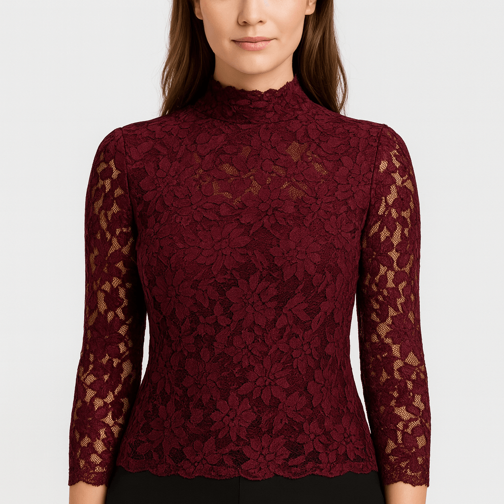Meluvie | Floral lace blouse with high neckline