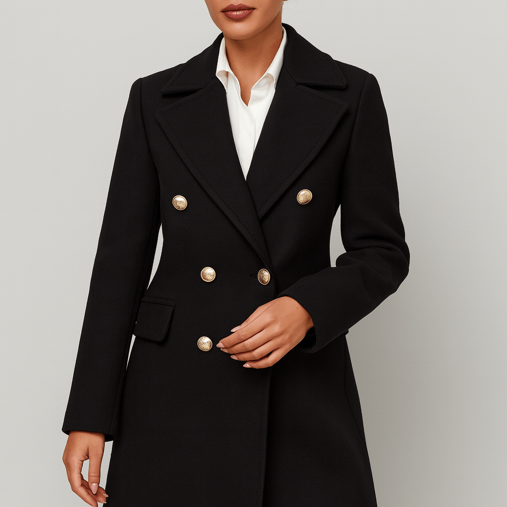 Meluvie | Lapel collar double-breasted jacket