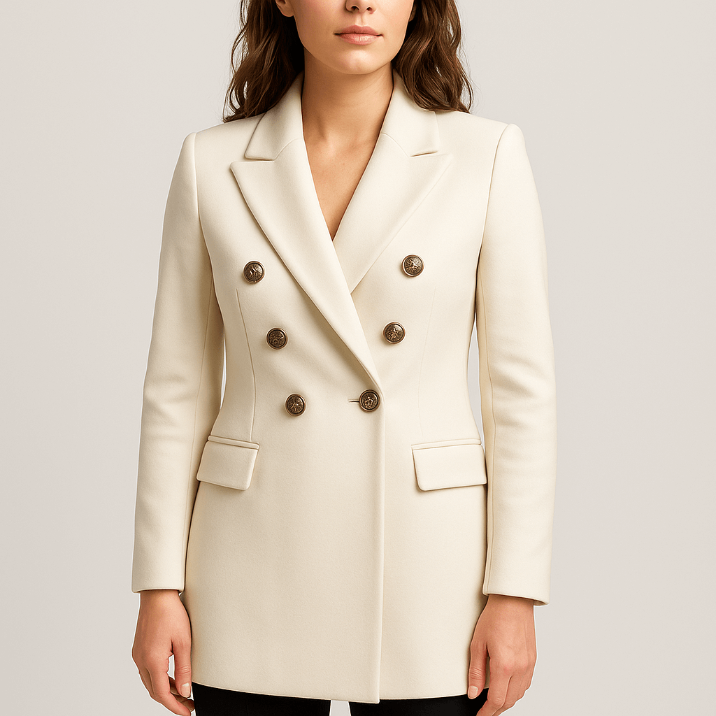 Meluvie | Lapel collar double-breasted jacket