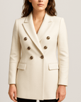 Meluvie | Lapel collar double-breasted jacket