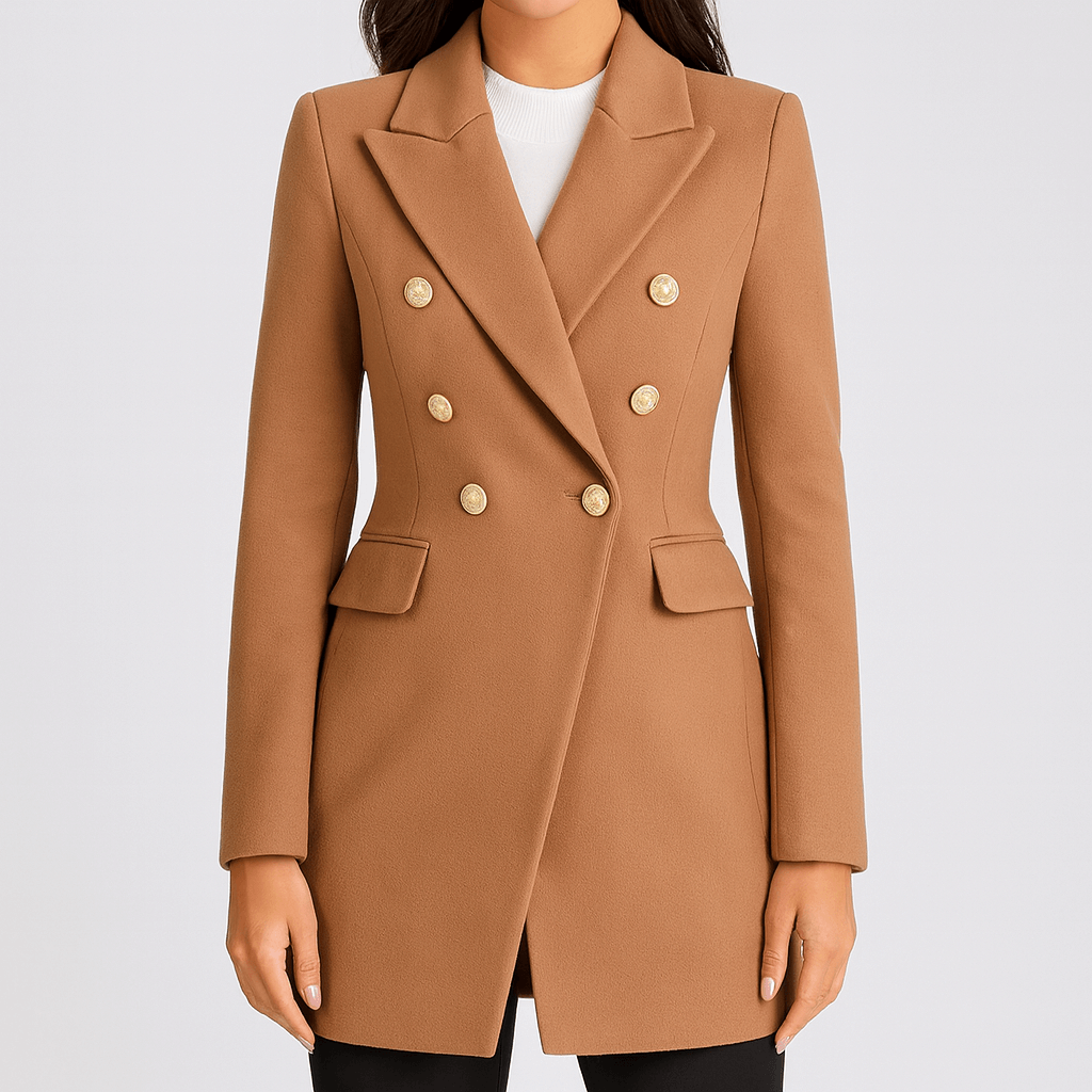 Meluvie | Lapel collar double-breasted jacket