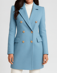 Meluvie | Lapel collar double-breasted jacket