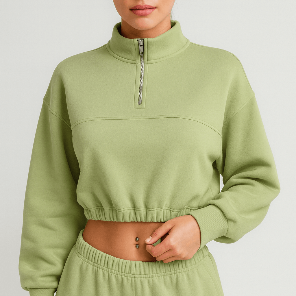 Meluvie | Relaxed Fit Cropped Zip Up Hoodie