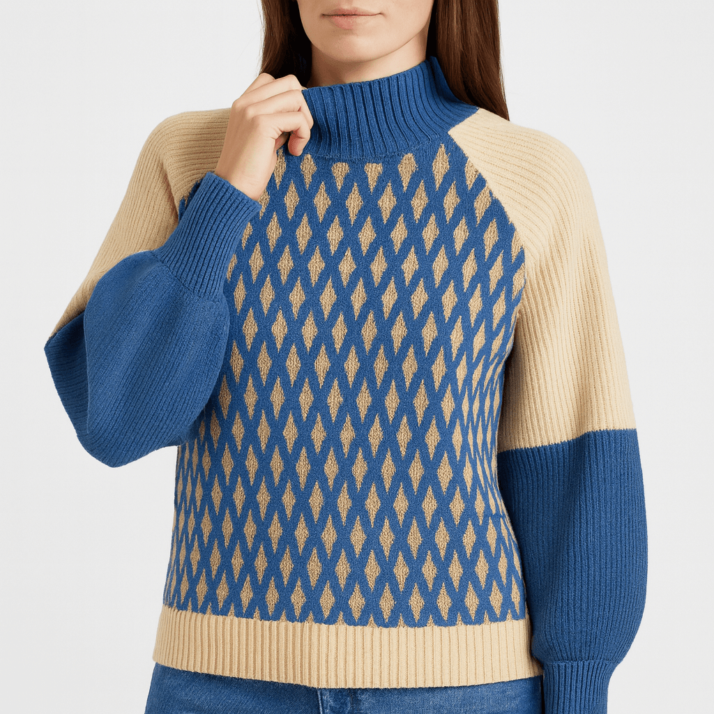 Meluvie | Geometric knit sweater with collar detail