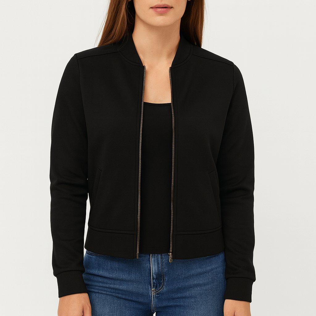 Meluvie | Lightweight polyester bomber jacket with ribbed cuffs