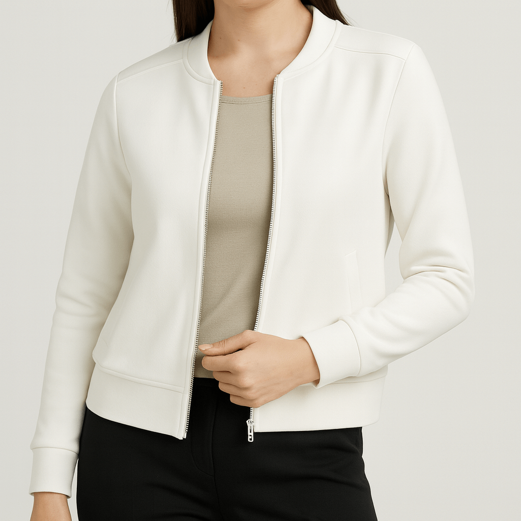 Meluvie | Lightweight polyester bomber jacket with ribbed cuffs