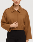 Meluvie | Cropped bomber jacket with lapel collar and elastic hem