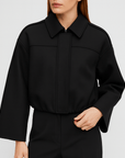 Meluvie | Cropped bomber jacket with lapel collar and elastic hem