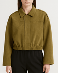 Meluvie | Cropped bomber jacket with lapel collar and elastic hem