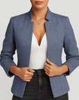 Meluvie | Collarless Herringbone Blazer