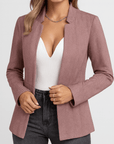 Meluvie | Collarless Herringbone Blazer