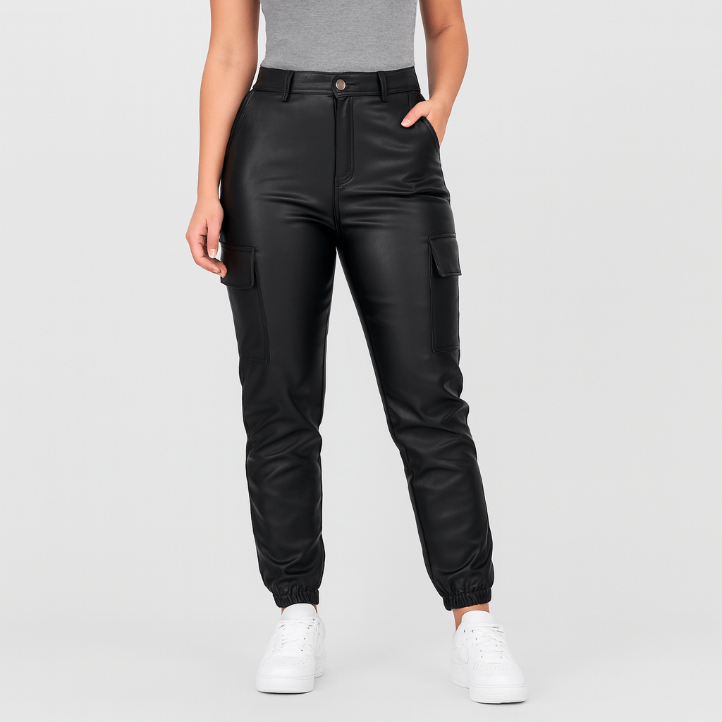 Meluvie | Fitted PU cargo pants