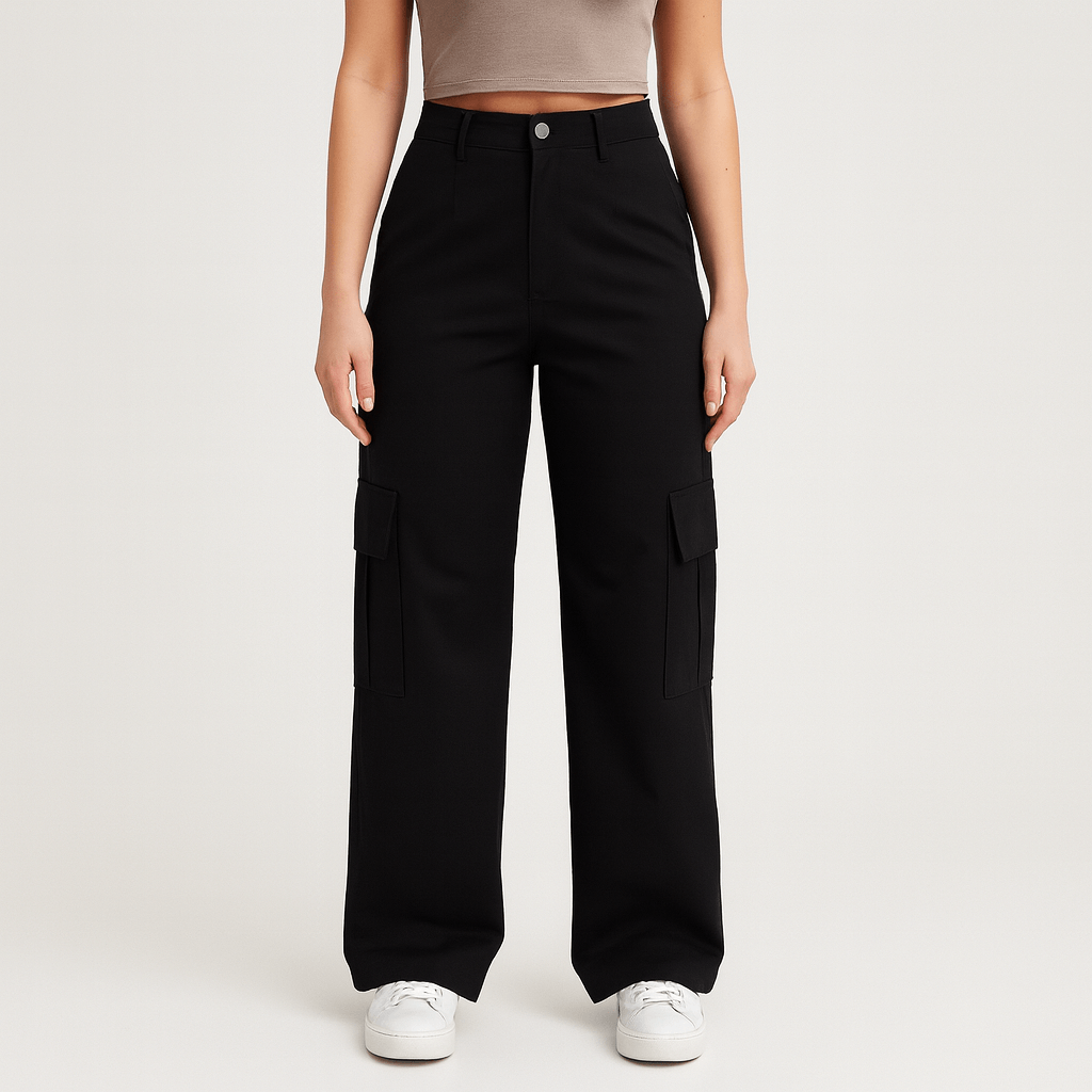 Meluvie | High-waisted relaxed fit cargo trousers