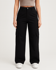 Meluvie | High-waisted relaxed fit cargo trousers