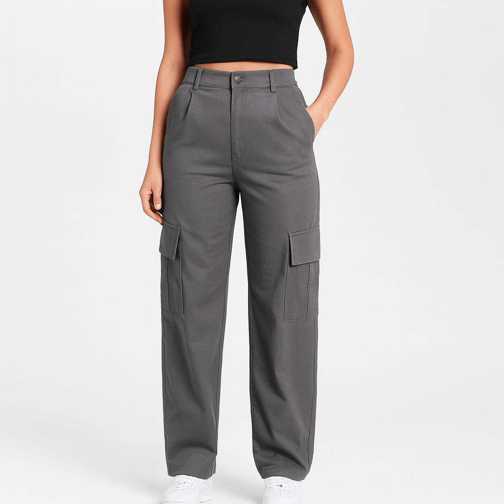 Meluvie | High-waisted relaxed fit cargo trousers
