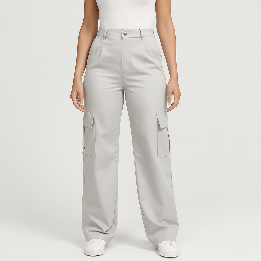 Meluvie | High-waisted relaxed fit cargo trousers