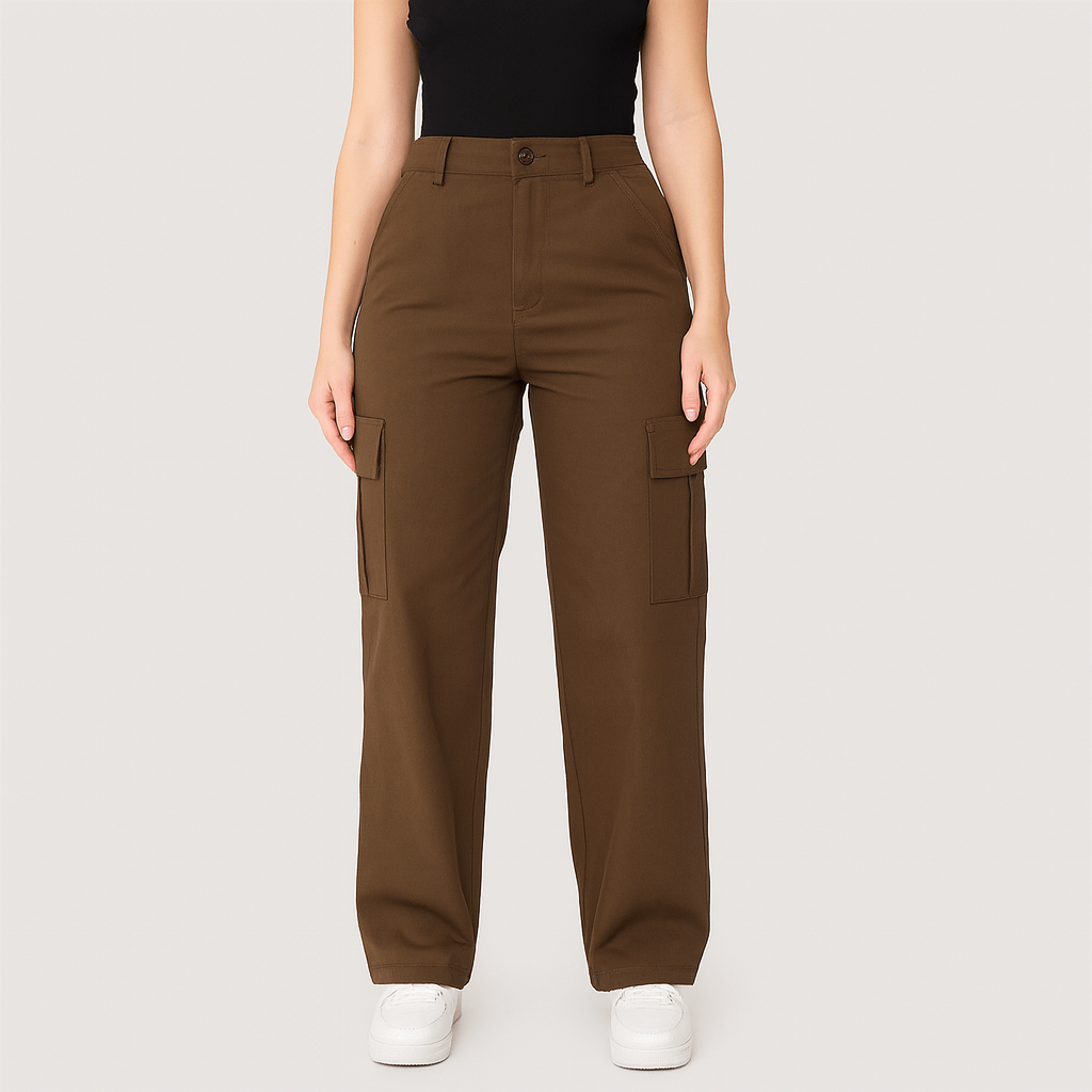 Meluvie | High-waisted relaxed fit cargo trousers