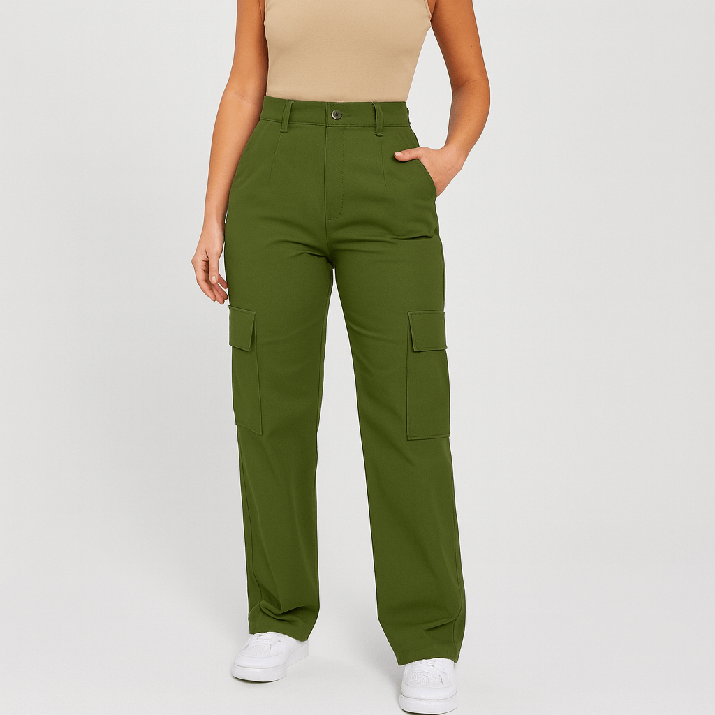 Meluvie | High-waisted relaxed fit cargo trousers