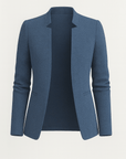 Gisella | Herringbone Knit Blazer - Open Front Design - Slim Tailored Fit - Lightly Padded Shoulders