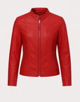 Gloria | Women's Leather Jacket – Fitted Design with Band Collar & Zip Closure – Stylish & Versatile