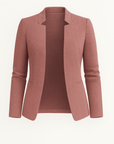Gisella | Herringbone Knit Blazer - Open Front Design - Slim Tailored Fit - Lightly Padded Shoulders