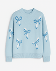 Nadia | Knit Sweater - Crew Neck - Bow Motif Design