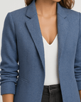Gisella | Herringbone Knit Blazer - Open Front Design - Slim Tailored Fit - Lightly Padded Shoulders