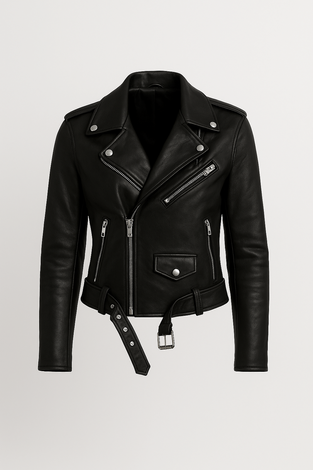 Pauline | Women&#39;s Leather Jacket – Vintage Style with Zipper Closure – Timeless &amp; Versatile