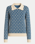Mabel | Geometric Pattern Knit Sweater - Contrast Collar - Long Sleeve - Ribbed Trim