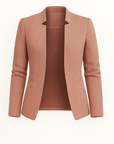 Gisella | Herringbone Knit Blazer - Open Front Design - Slim Tailored Fit - Lightly Padded Shoulders