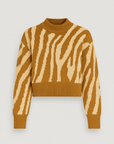 Dahlia | Zebra Print Knit Sweater - Mock Neck - Long Sleeve - Ribbed Hem