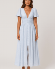 Samara | Women's Summer Maxi Dress – Checked V-Neck with Puff Sleeves – Flattering & Comfortable